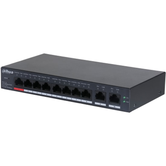 Dahua CS4010-8ET-110 Bulut Yönetilebilir PoE Switch - 8 Port 100Mbps PoE, 2 Port Gigabit Uplink, 110W, L2, Masaüstü