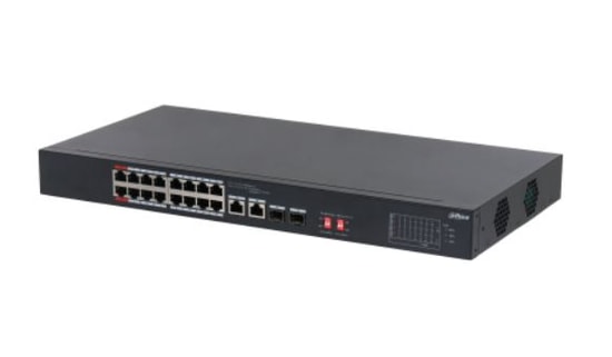 Dahua DH-S3218-16ET-135 16 Port PoE Switch - 16xFE PoE, 2xGE RJ45/SFP Combo, 135W, 250m Mesafe, Yönetilemez Switch