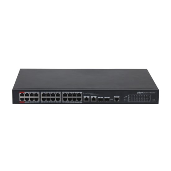Dahua PFS4226-24ET-240 Yönetilebilir PoE Switch - 24 Port 100Mbps PoE (240W), 2 Gigabit Uplink, 2 SFP, Katman 2