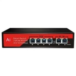 Ezcool EZ-04PSE 6 Port 10/100 Mbps PoE Switch - 4 Port PoE (65W), 2 Uplink Portu, Metal Kasa, Yönetilemez Switch