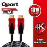 Qport Q-HDMI103 10m HDMI Kablo - 2.0V, 4K Çözünürlük, Altın Uçlu, Örgülü, Yüksek Görüntü ve Ses Aktarımı için 10 Metre