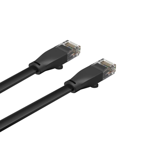 Unitek C1813GBK Cat6 Flat Patch Kablo 10 Metre - 1Gbps, 250MHz, Saf Bakır İletken, RJ45 Siyah Ethernet Ağ Kablosu