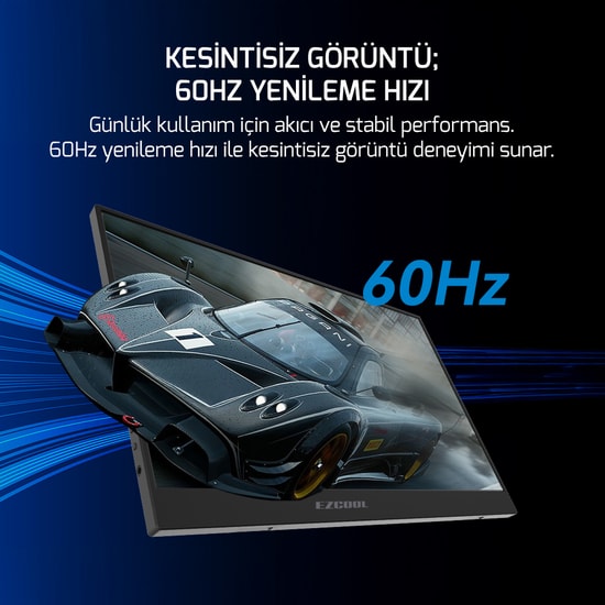 Ezcool Lite E15 15.6" Taşınabilir Monitör (LITE-E15-PORTABLE) - FHD IPS, 60Hz, 4ms, HDMI, USB-C, Dahili Hoparlör, HDR