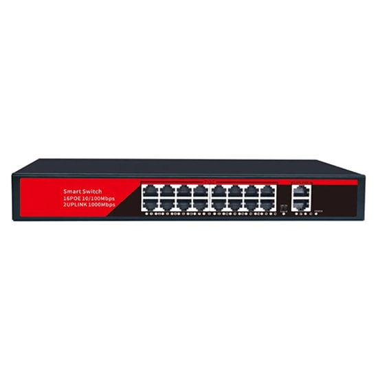 Ezcool EZ-16PSF-240W 16 Port PoE Switch - 16xFE PoE, 2xGE Uplink, 1xSFP, 240W, Metal Kasa, Yönetilemez Switch