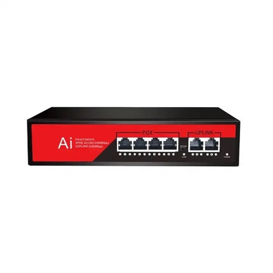 Ezcool EZ-04PSF-FG-65W 6 Port Gigabit PoE Switch - 4xGE PoE, 2xGE Uplink, 65W, Metal Kasa, Yönetilemez Switch