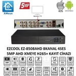 Ezcool EZ-8508AHD 8 Kanal 5MP Hibrit AHD Kayıt Cihazı - 1x8TB HDD Desteği, Xmeye, H.265+, VGA, HDMI, XVR/DVR/NVR