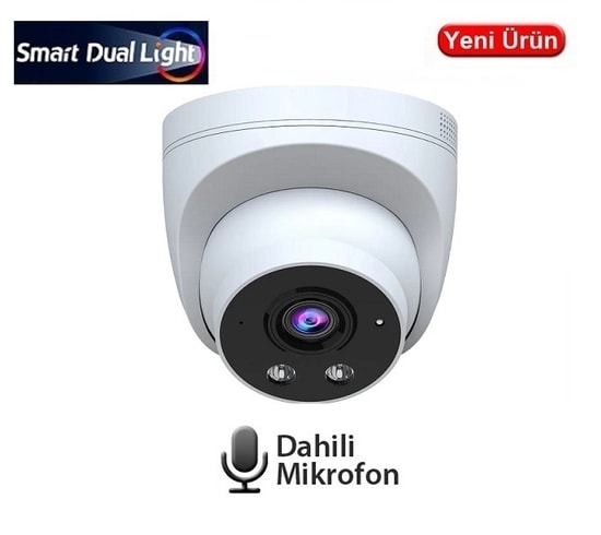 Ezcool EZ-1115IPS 5MP 2.8mm IP Dome Kamera - Smart Dual Light, Sesli, PoE Destekli, 25m Gece Görüş, Sabit Lens, Beyaz