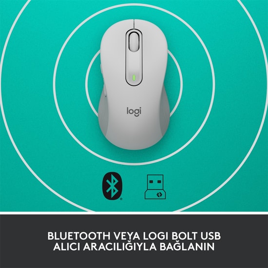 Logitech Signature M650 Beyaz Kablosuz Mouse (910-006255) - Küçük/Orta Boy, Sağ El İçin, Sessiz Tıklama, SmartWheel