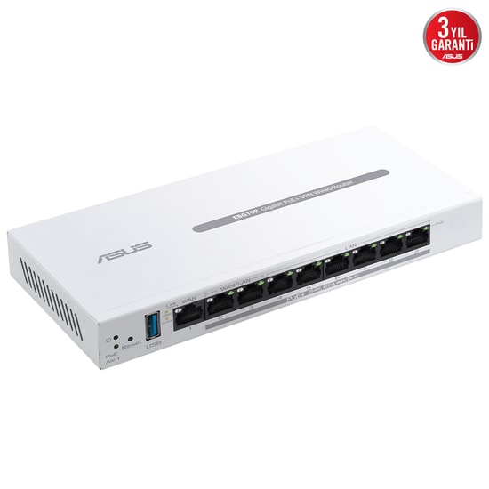 Asus ExpertWiFi EBG19P 9 Port Gigabit PoE+ VPN Kablolu Router - 8x PoE+, 123W Güç, 3x WAN, AiProtection Pro Güvenlik