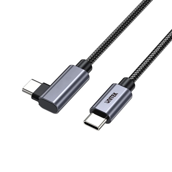Unitek C14123BK-5M 5 Metre 100W USB-C to USB-C Hızlı Şarj Kablosu - 90 Derece Açılı, E-Marker, Naylon Örgülü, Siyah