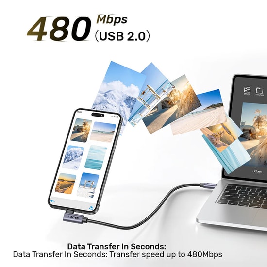 Unitek C14123BK-5M 5 Metre 100W USB-C to USB-C Hızlı Şarj Kablosu - 90 Derece Açılı, E-Marker, Naylon Örgülü, Siyah