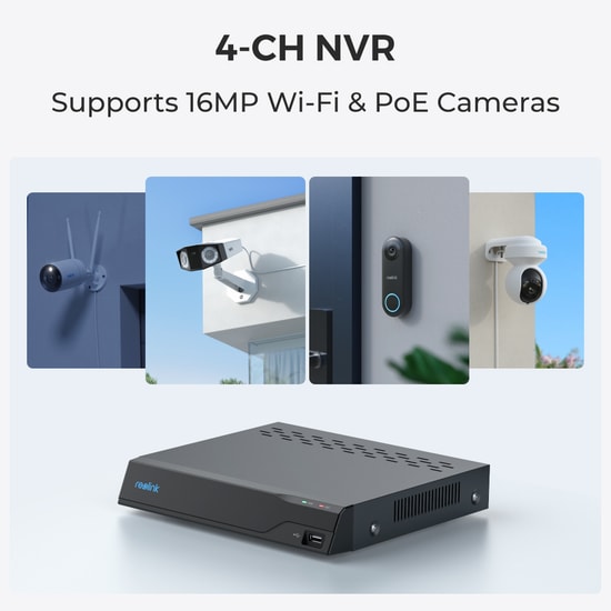 Reolink NVS4-PN01-4 4 Kanal NVR Kayıt Cihazı - 4MP Çözünürlük, 6TB HDD Desteği, PoE Güvenlik Sistemi Kayıt Cihazı