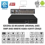 Ezcool EZ-8516AHD 16 Kanal 5MP Hibrit AHD Kayıt Cihazı - 1x8TB HDD Desteği, Xmeye, H.265+, VGA, HDMI, XVR/DVR/AHD
