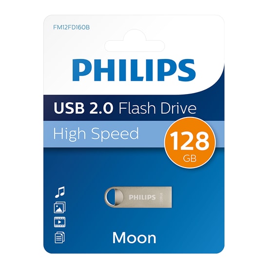 Philips FM12FD160B/00 128GB USB 2.0 Flash Bellek - 35MB/s Okuma, 20MB/s Yazma Hızı, Metalik Gri Tasarım