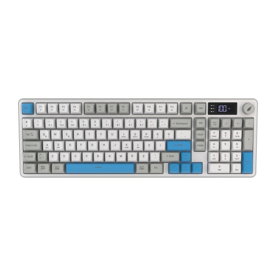 Hawk HK258W Beyaz Q Türkçe RGB Kablosuz Gaming Klavye - Bluetooth, LCD Ekran, 19 Anti-Ghosting, Şarj Edilebilir Pil