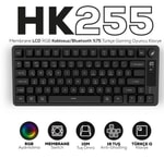 Hawk HK258B Siyah Q Türkçe RGB Kablosuz Gaming Klavye - Bluetooth, LCD Ekran, 19 Anti-Ghosting, Şarj Edilebilir Pil