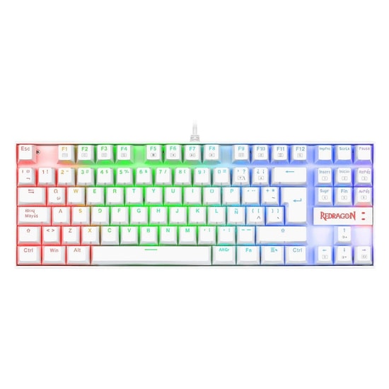 Redragon K552W-RGB-TRQDUZEN-BEYAZ Mekanik Oyuncu Klavyesi - Türkçe Q, Kablolu, USB Bağlantı, Beyaz, RGB Aydınlatma