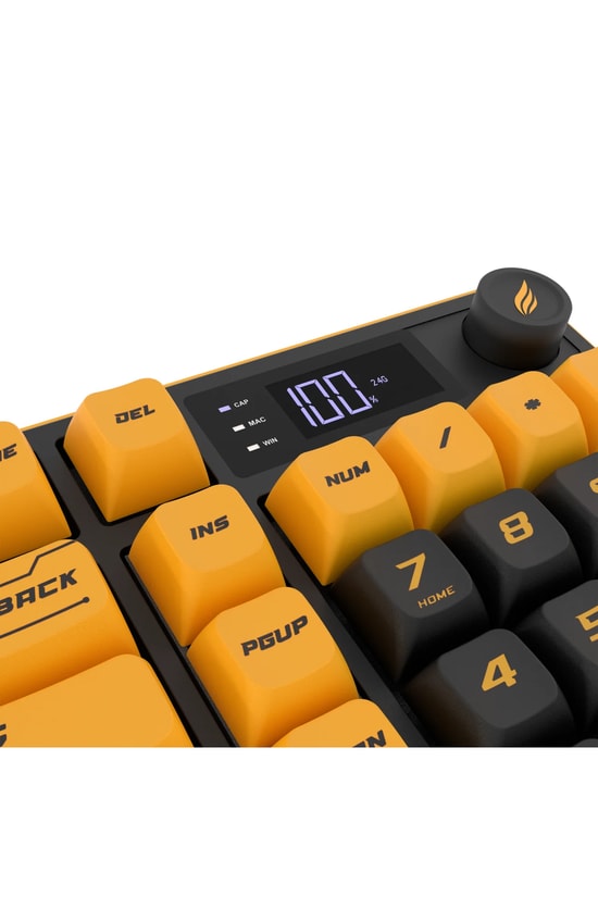 Hawk HK258CY Sarı Siyah Q Türkçe RGB Kablosuz Gaming Klavye - Bluetooth, LCD Ekran, 19 Anti-Ghosting, Şarjlı Pil