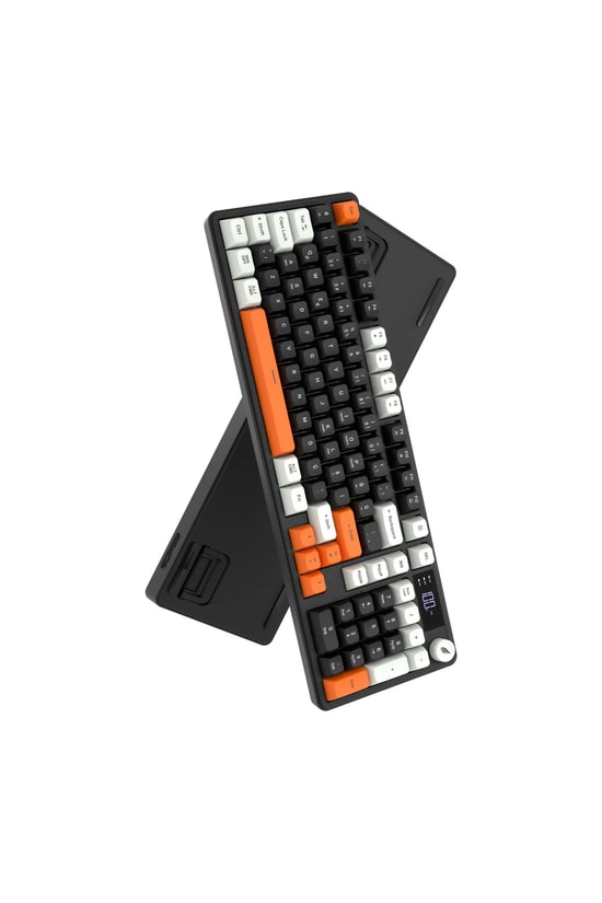 Hawk HK258BW Siyah Turuncu RGB Kablosuz Q Türkçe Gaming Klavye - Şarjlı, 19 Anti-Ghosting, Multimedya Tuşlu