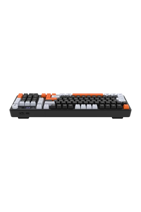 Hawk HK258BW Siyah Turuncu RGB Kablosuz Q Türkçe Gaming Klavye - Şarjlı, 19 Anti-Ghosting, Multimedya Tuşlu
