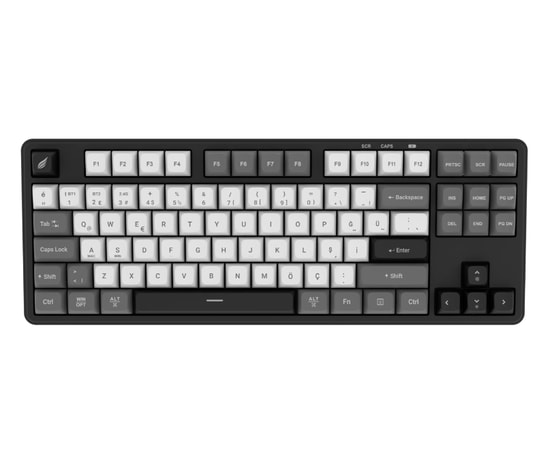 Hawk HK220BW Siyah Beyaz Q Türkçe RGB Kablosuz Gaming Klavye - Bluetooth, TKL Tasarım, Şarjlı Pil, Membran Tuşlar