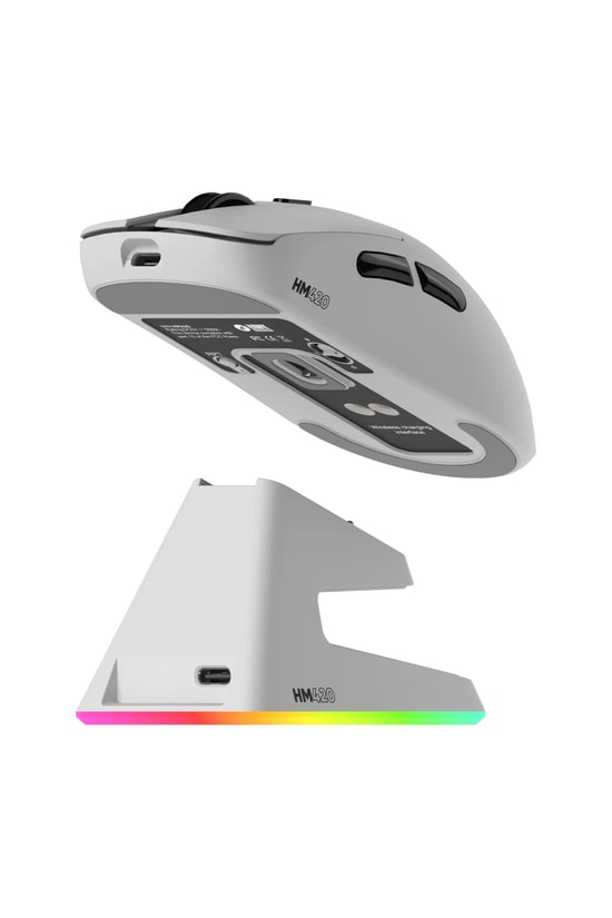 Hawk HM420B Beyaz Kablosuz Gaming Mouse - 26000 DPI, Tri-Mode Bluetooth/Wireless, 4K Hz, Optik, Şarj Standlı, 6 Tuş