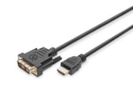 Digitus 2 Metre HDMI - DVI Kablo (AK-330300-020-S) - Full HD 1080p, 18-1 Pin, 28AWG, DVI-D Dönüştürücü Kablo