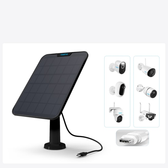 Reolink SP2-B Solar 2 Güneş Paneli (Siyah) - 5.8W Güç, Type-C Bağlantı, Montaj Aparatlı Güvenlik Kamerası Paneli