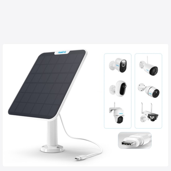 Reolink SP2-W Solar Panel (Beyaz) - 5.8W Güç, Type-C Bağlantı, Duvar Montaj Aparatlı Güneş Enerjisi Paneli