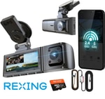 Rexing R316 4K GPS Wi-Fi Araç İçi Kamera + 64GB SD Kart - Dual Kanal, Gece Görüşü, Park Modu, ACC Bağlantı Kiti