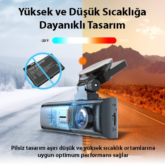 Rexing R316 4K GPS Wi-Fi Araç İçi Kamera + 64GB SD Kart - Dual Kanal, Gece Görüşü, Park Modu, ACC Bağlantı Kiti