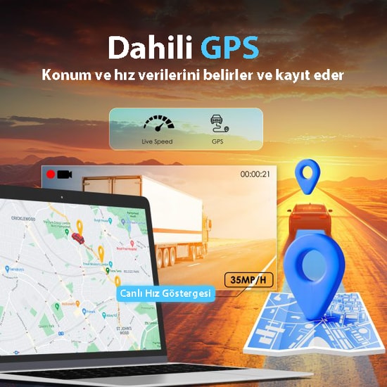Rexing R316 4K GPS Wi-Fi Araç İçi Kamera + 64GB SD Kart - Dual Kanal, Gece Görüşü, Park Modu, ACC Bağlantı Kiti