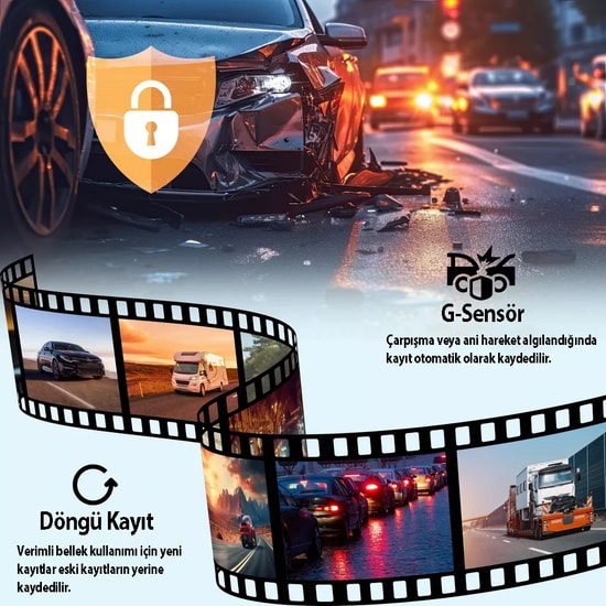 Rexing R316 4K GPS Wi-Fi Araç İçi Kamera + 64GB SD Kart - Dual Kanal, Gece Görüşü, Park Modu, ACC Bağlantı Kiti