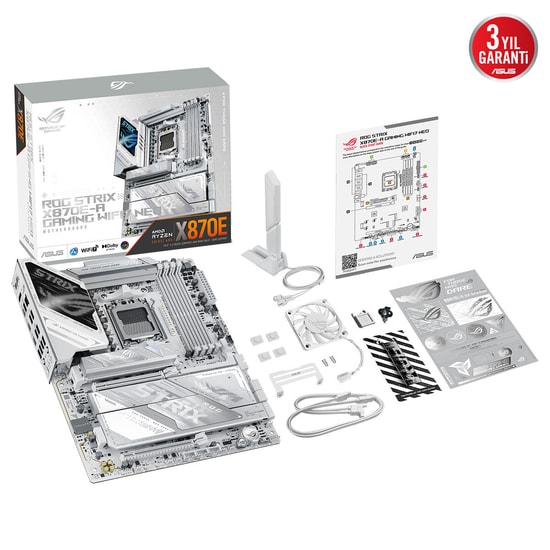 Asus ROG STRIX X870E-A GAMING WIFI7 NEO Anakart - AMD AM5, DDR5, Wi-Fi 7, Çift USB4, Bluetooth, RGB, ATX