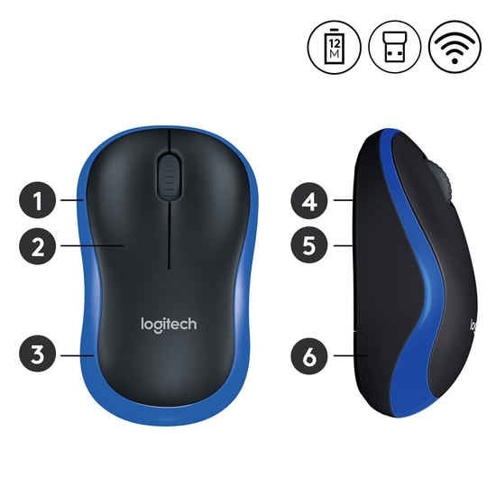 Logitech M185 Mavi Kablosuz Optik Mouse (910-002236) Nano Alıcı, Tak & Çalıştır, 2.4 GHz Bağlantı, Ergonomik Tasarım