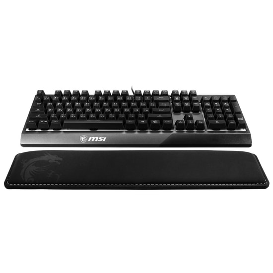 MSI Vigor WR01 Likra Yüzey Klavye Bilek Desteği - Kaymaz Kauçuk Taban, Antibakteriyel, 432x86x25mm Boyutlar