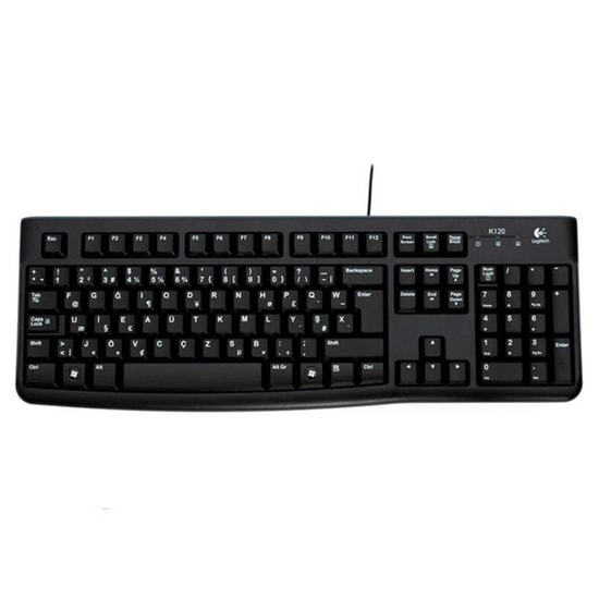 Logitech K120 Kablolu F TR Standart USB Klavye (920-004163) - Siyah, Sıvı Dökülmesine Dayanıklı, Sessiz Tuşlar