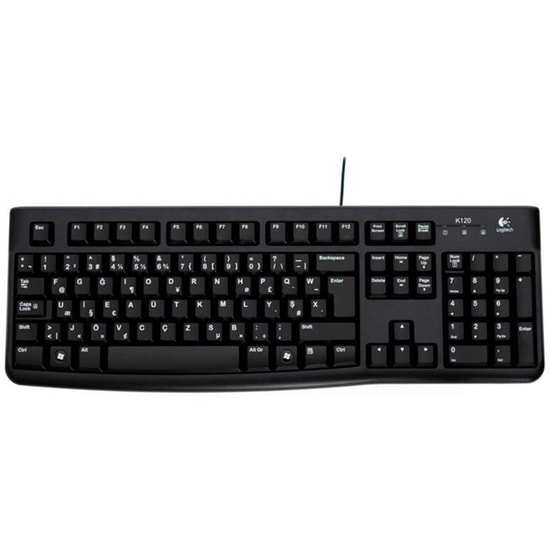 Logitech K120 Kablolu F TR Standart USB Klavye (920-004163) - Siyah, Sıvı Dökülmesine Dayanıklı, Sessiz Tuşlar