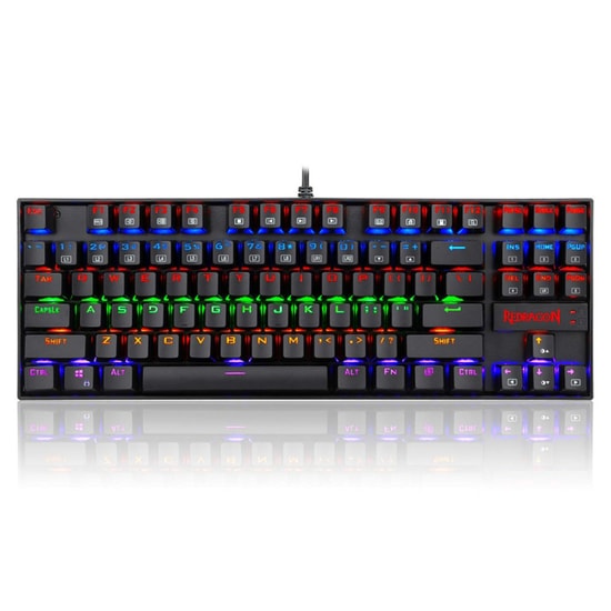 Redragon Kumara K552 RGB Red Switch Mekanik Oyuncu Klavyesi (K552-RGB-RED-SWITCH-TRQ) - Türkçe Q, Kablolu, USB, Siyah