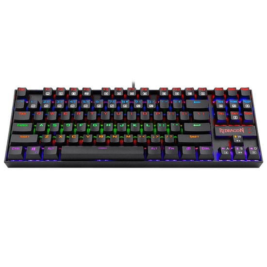 Redragon Kumara K552 RGB Red Switch Mekanik Oyuncu Klavyesi (K552-RGB-RED-SWITCH-TRQ) - Türkçe Q, Kablolu, USB, Siyah