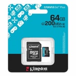 Kingston 64GB Canvas Go Plus G4 microSDXC (SDCG4/64GB) - 200MB/s Okuma, 100MB/s Yazma, UHS-I, C10, U3, V30, A2 Kart