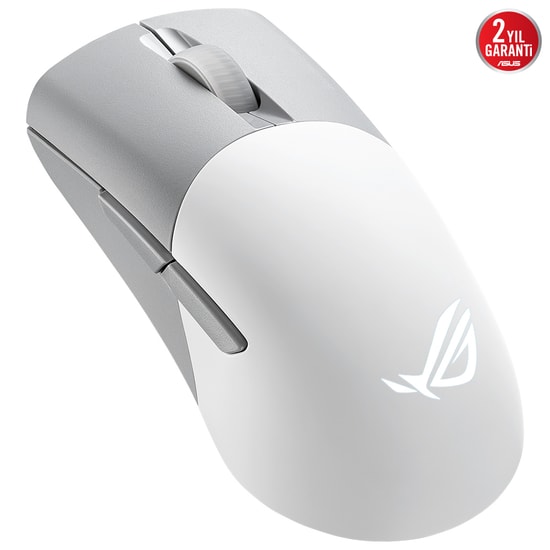 Asus ROG Keris Wireless AimPoint White Oyuncu Mouse - 36000 DPI, 2.4GHz Bluetooth, 650 IPS, Optik, Beyaz Oyuncu Mouse