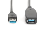 Digitus DA-73107 20 Metre Siyah USB 3.0 Uzatma Kablosu - USB A Erkek/Dişi, 5Gbps Super Speed, Tak Çalıştır