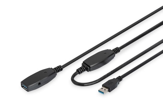 Digitus DA-73107 20 Metre Siyah USB 3.0 Uzatma Kablosu - USB A Erkek/Dişi, 5Gbps Super Speed, Tak Çalıştır