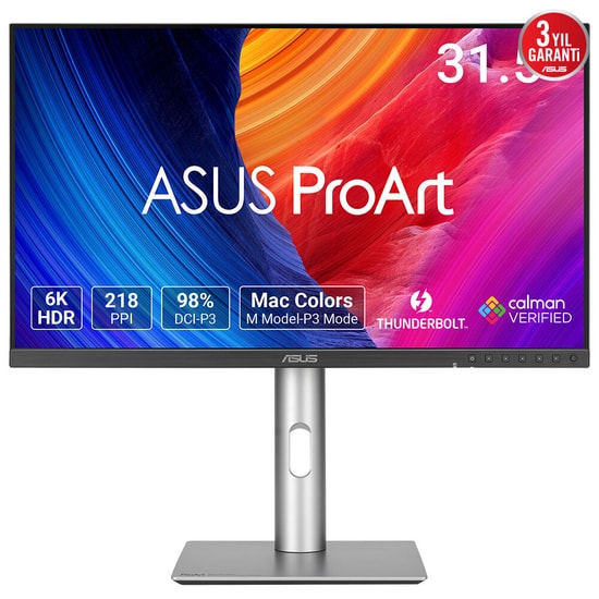 Asus ProArt PA32QCV 31.5" 6K IPS Monitör - 6016x3384, 5ms, 60Hz, HDR600, PD 96W, Calman Verified, Auto KVM, Pivot