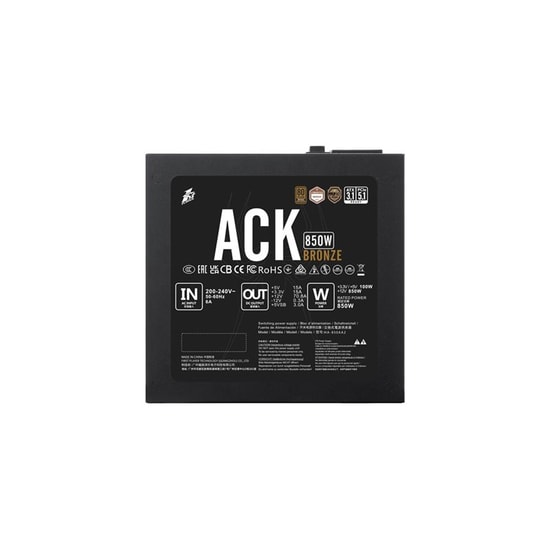 1ST Player ACK 850W 80+ Bronze Siyah Güç Kaynağı - ATX 3.1, 14cm Fan, Aktif PFC, 5 Yıl, ACK-BRZ-850-BK-EU