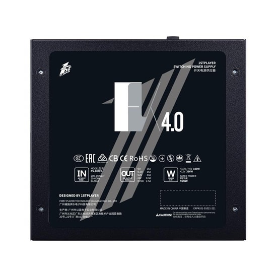 1st Player FK-400-BK-EU 400W Güç Kaynağı - 12cm Fan Korumalı, Pasif PFC, ATX, 3 Yıl Garanti, Siyah Tasarım