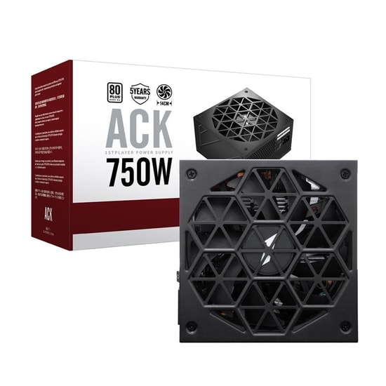 1ST Player ACK 750W 80+ Güç Kaynağı - Aktif PFC, 14cm Fan, 5 Yıl Garanti, Siyah, ACK-STD-750-BK-EU