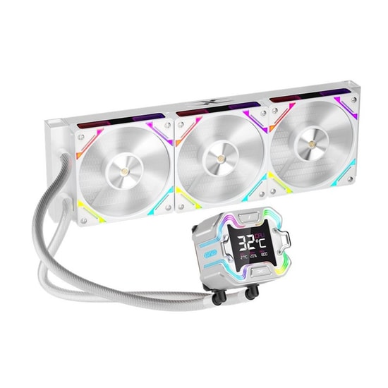 1st Player Starship E X-360E WH Beyaz ARGB Sıvı Soğutucu - 3x120mm Fan, Dijital Ekran, AM5/LGA1851 Uyumlu