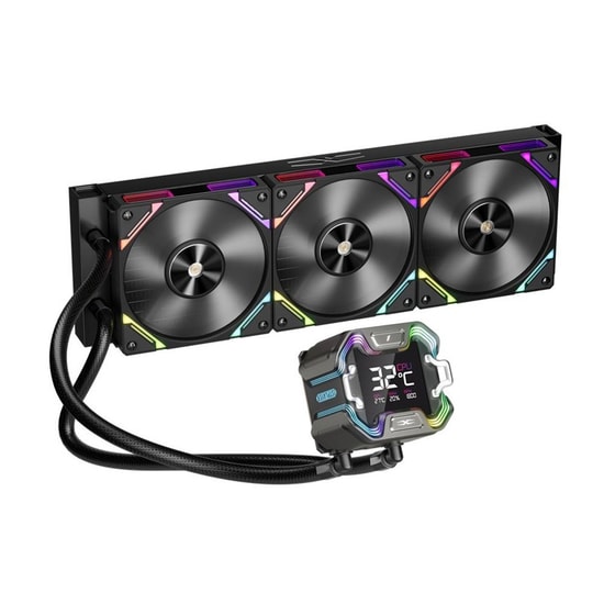 1st Player Starship E X-360E BK Siyah ARGB İşlemci Sıvı Soğutucu - 3x120mm Fan, Dijital Ekran, AM5/LGA1851 Uyumlu